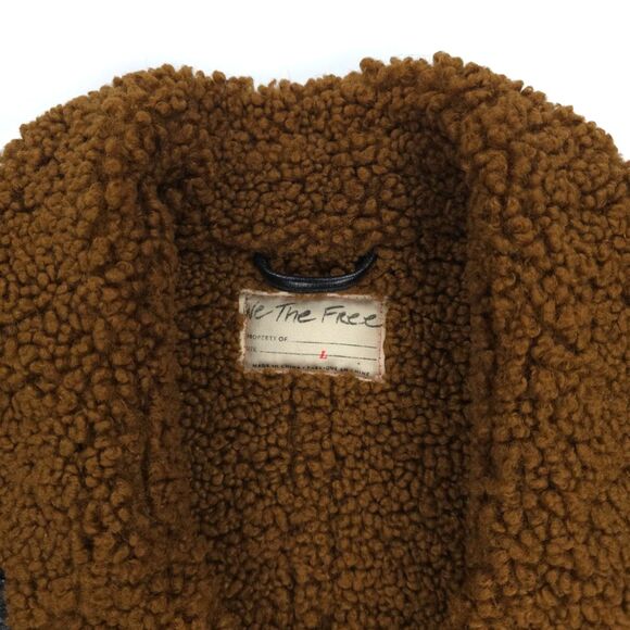 NEW Free People London Vegan Coat Black Sherpa 90s Y2k Grunge Boho Downtown Girl - Picture 2 of 12